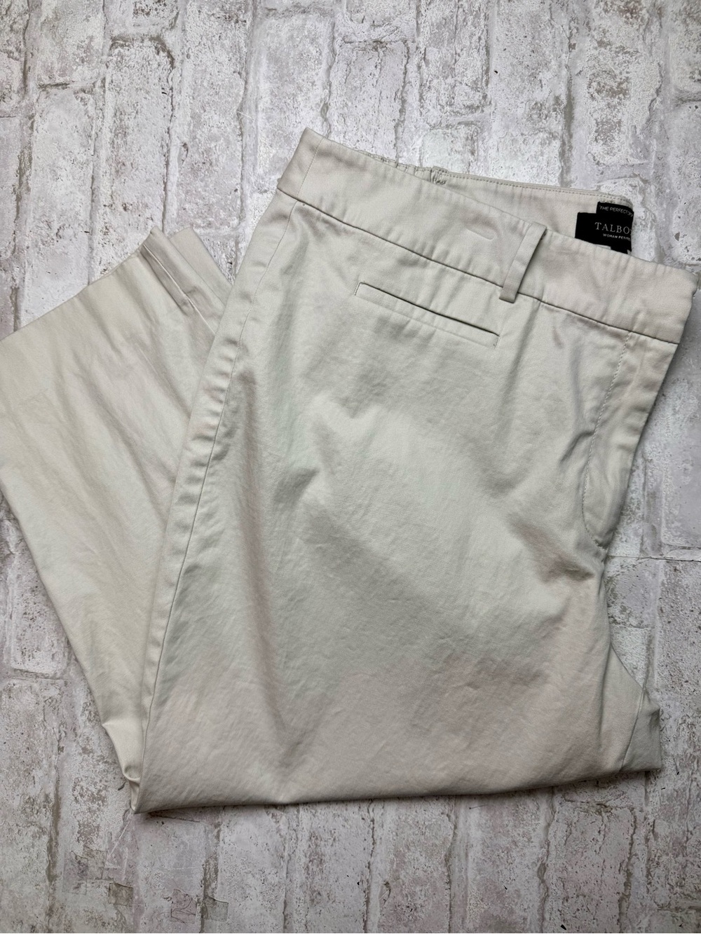 Talbots The Perfect Crop Khaki Cotton Blend Pants Tan Women Plus Size 18WP EUC😍